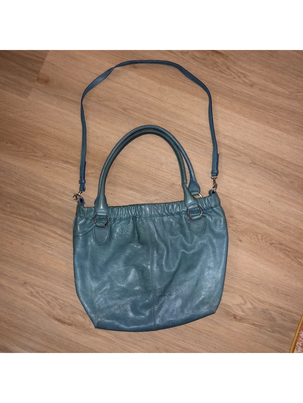 MAURIZIO TAIUTI LEATHER TEAL GREEN BLUE SHOULDER HAND BAG PURSE VINTAGE ITALY